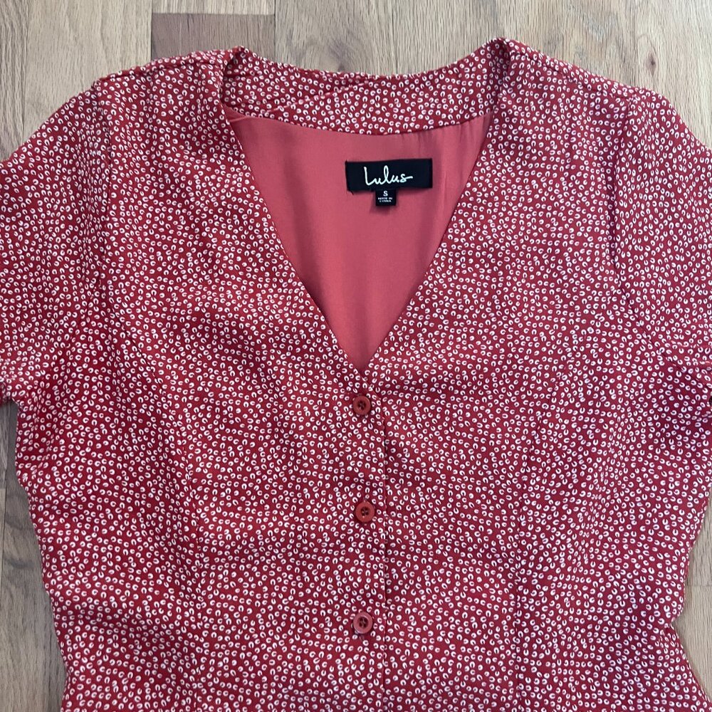 Lulus - Castana Rust Red Print Button-Up Dress - … - image 6